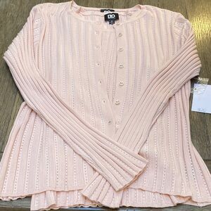 Dee Ocleppo SD Collection Light Pink Ribbed Button-Up Cardigan set